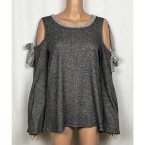 Fantastic Fawn Women’s Size Small Cold Shoulder Tie Top Bell Sleeves Gray